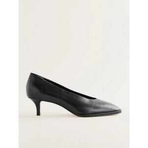NWT Reformation Gracelynn Pump Black Leather Kitten Heel 7‎ Minimal Square Toe